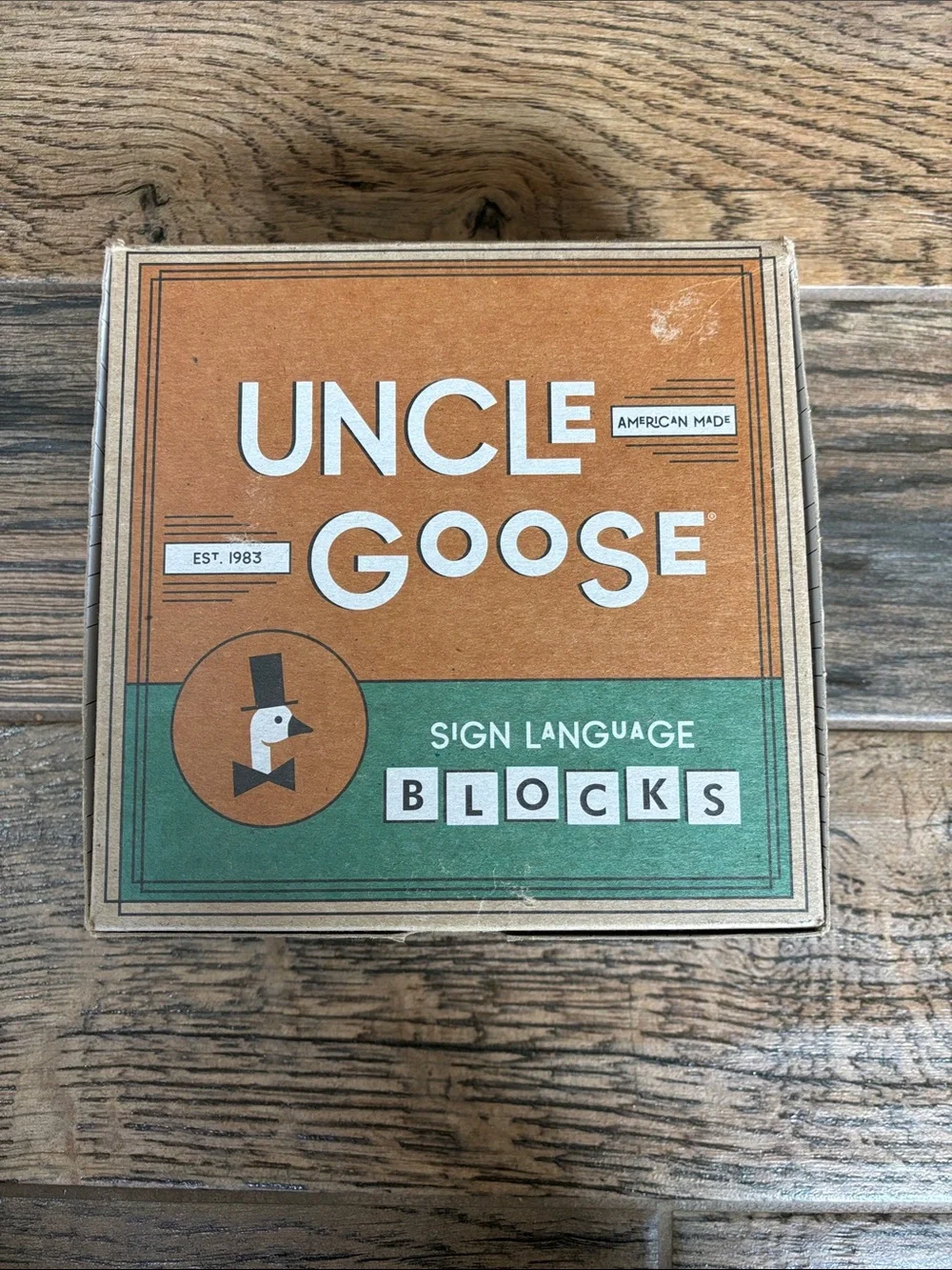 Uncle Goose Sign Language Blocks - Tan & Green